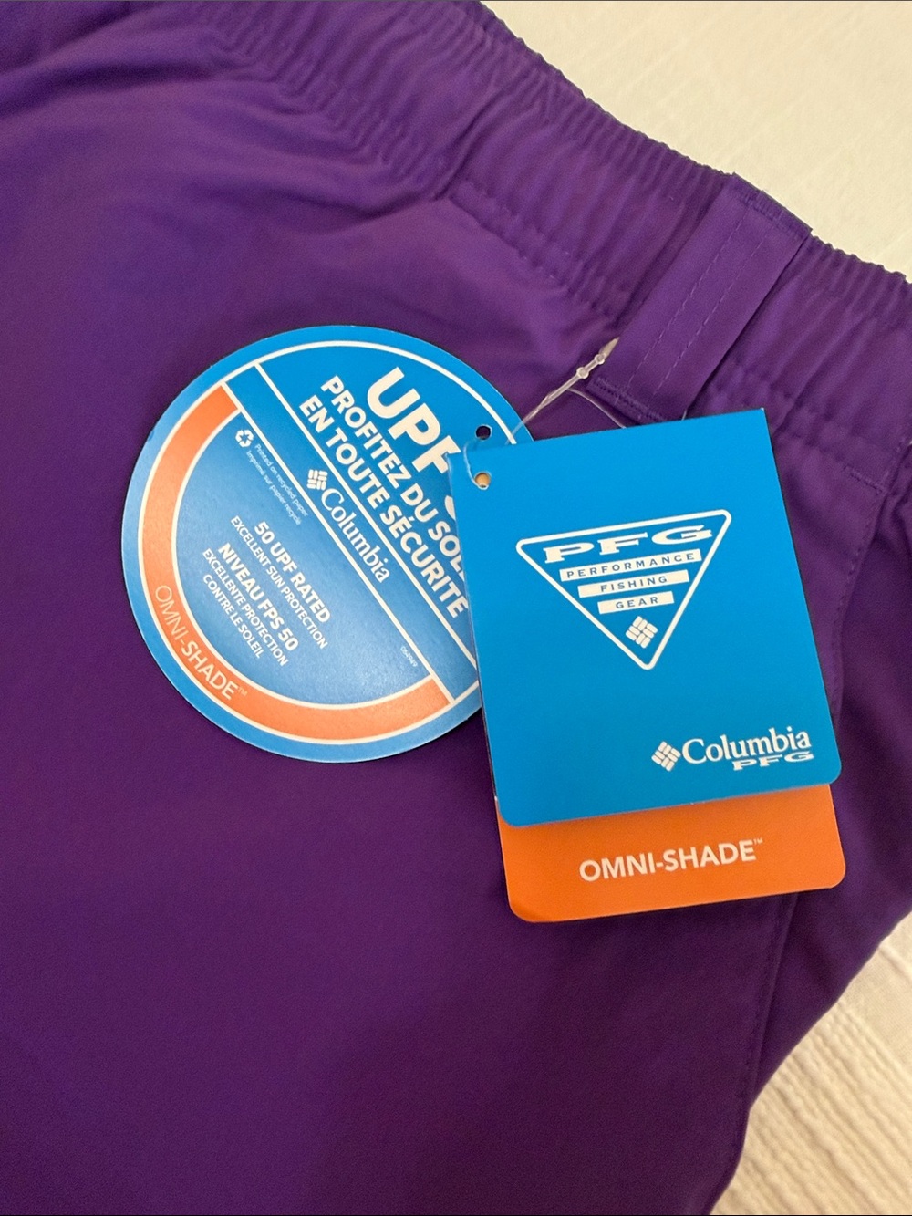 Columbia PFG Women's Purple Elastic-Waist Shorts,  XL - NEW WITH TAGS - Picture 2 of 10